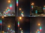 نمای زیبا از نورپردازی و نصب چراغ های روشنایی رنگی توسط تلاشگران واحد تأسیسات معاونت خدمات شهری شهرداری شوشتر